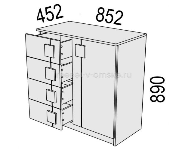 Комод Диско 4 ящика 1 дверь Км24