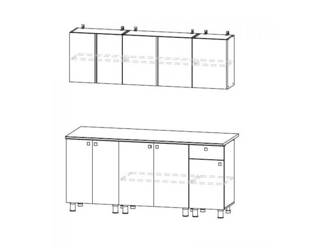 Кухонный гарнитур "КГ - 1(1800)" Белый / Белый / Цемент светлый / Антарес